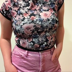 Xhilaration Pink Floral Crop Top